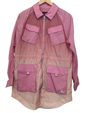 Nike Jordan Flight Pink Ombre Long Cargo Windbreaker Jacket EUC Size XS
